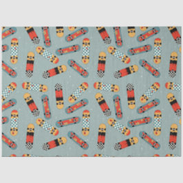 Retro Skateboard Blaues Cooles Muster Seidenpapier