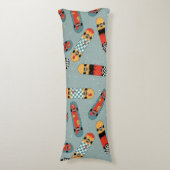 Retro Skateboard Blaues Cooles Muster Seitenschläferkissen (Vorderseite Vertikal)