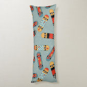 Retro Skateboard Blaues Cooles Muster Seitenschläferkissen (Rückseite (Vertikal))