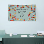 Retro Skateboard Blaues Cooles Skateboard Geburtst Banner (Messeveranstaltung)