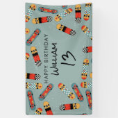 Retro Skateboard Blaues Cooles Skateboard Geburtst Banner (Vertikal)