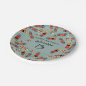 Retro Skateboard Blaues Cooles Skateboard Geburtst Pappteller (Schrägansicht)