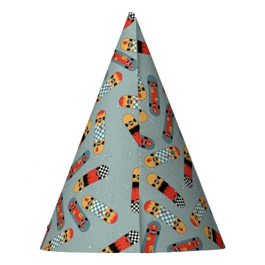 Retro Skateboard Blaues Cooles Skateboard Geburtst Partyhütchen (Rückseite)