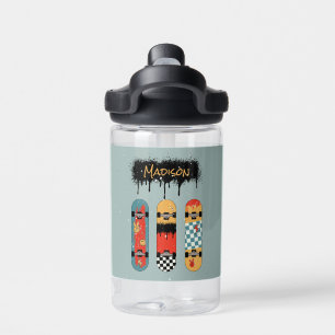Retro Skateboard Blue Cool Individuelle Name Trinkflasche