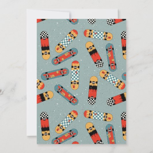 Retro Skateboard Blue Cool Spray Paint Birthday Einladung (Rückseite)