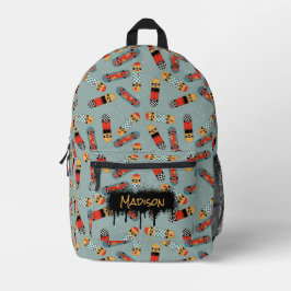 Retro Skateboard Blue Individuelle Name School Bedruckter Rucksack