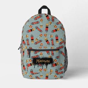 Retro Skateboard Blue Individuelle Name School Bedruckter Rucksack