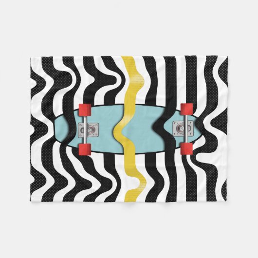 Retro-Skateboard Fleecedecke (Vorderseite (Horizontal))