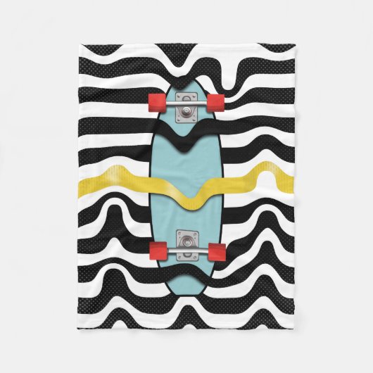 Retro-Skateboard Fleecedecke (Vorderseite)