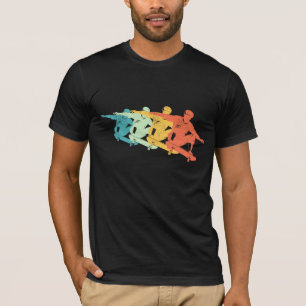 Retro-Skateboard-Jump Farbige Skaten-Silhouette T-Shirt