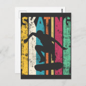 Retro Skateboard Jump Skaten Silhouette Postkarte (Vorne/Hinten)
