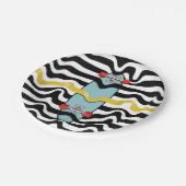 Retro-Skateboard Pappteller (Schrägansicht)