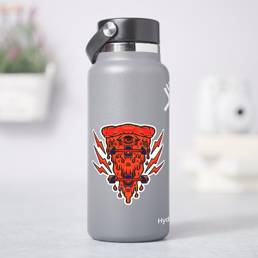 Retro Skateboard Pizza Orange 4" Kiss Cut Vinyl Aufkleber (HydroFlask)