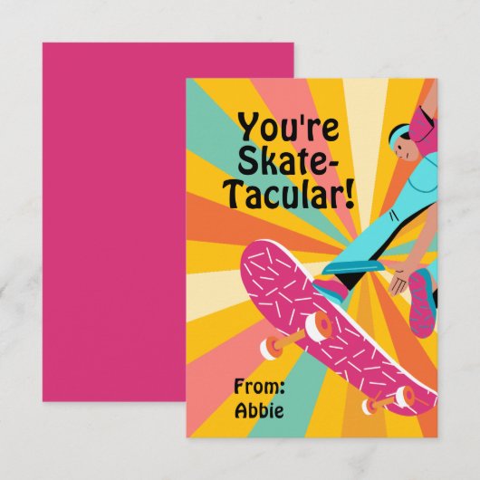 Retro Skateboard Valentine Einladung (Vorne/Hinten)