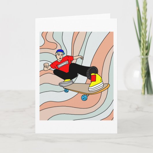 Retro-Skateboarder Karte (Vorderseite)