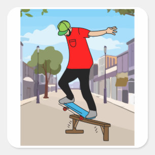 Retro-Skateboarder Quadratischer Aufkleber