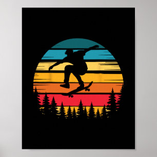 Retro-Skateboarder-Trickmanöver Vintage-Skater-Lie Poster