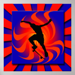 RETRO SKATEBOARDFAHRER-PLAKAT POSTER