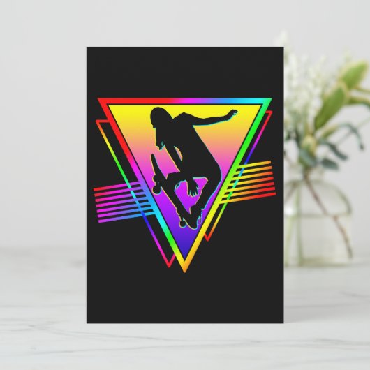 Retro-Skateboarding-Skater Einladung (Stehend Vorderseite)