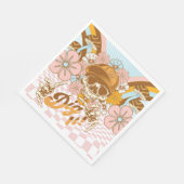 Retro Skeleton Botanical Florals Party Serviette (Ecke)