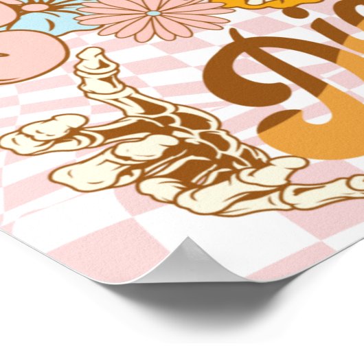 Retro Skeleton Botanical Florals Poster (Ecke)