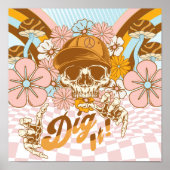 Retro Skeleton Botanical Florals Poster (Vorne)