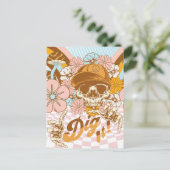 Retro Skeleton Botanical Florals Postkarte (Stehend Vorderseite)