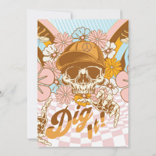 Retro Skeleton Botanical Florals Teen Geburtstag Einladung