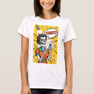 Retro Skeleton Frauen im Chat - Klassischer Pop Ar T-Shirt