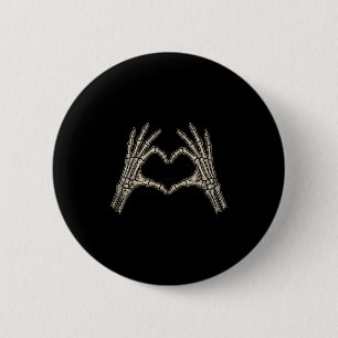 Retro Skeleton Hands Heart Sign Halloween Kostüm Button