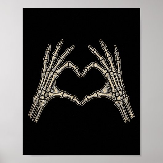Retro Skeleton Hands Heart Sign Halloween Kostüm Poster (Vorne)