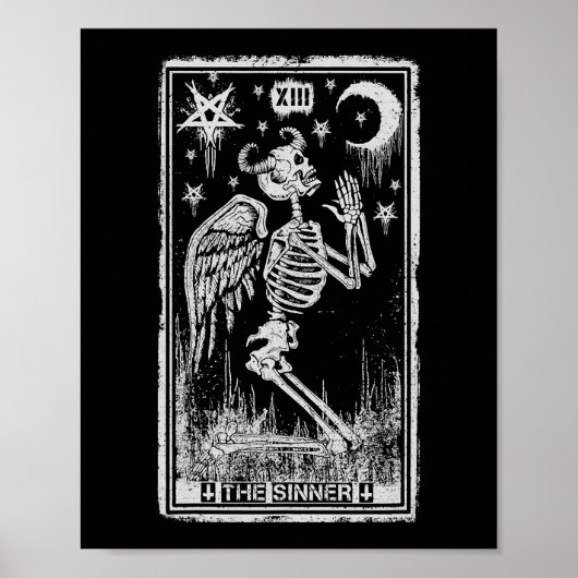Retro Skeleton Knett Sinner Tarot Card Wicc Poster (Vorne)