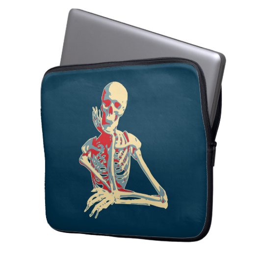 Retro Skeleton Laptopschutzhülle (Vorderseite Links)