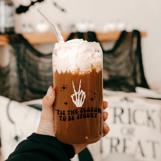 Retro Skeleton Peace Sign Halloween Sipper Dosenglas