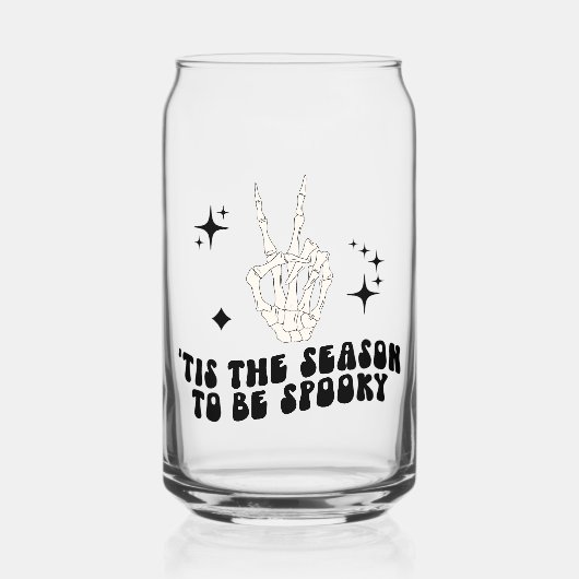 Retro Skeleton Peace Sign Halloween Sipper Dosenglas (Vorderseite)