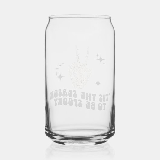 Retro Skeleton Peace Sign Halloween Sipper Dosenglas (Rückseite)