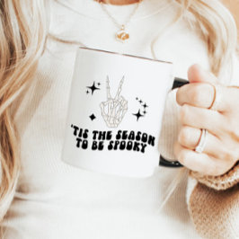 Retro Skeleton Peace Sign Halloween Tasse