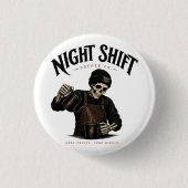 Retro-Skelett-Barista-Nachtschicht-Kaffee Co Button (Vorderseite)