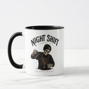 Retro-Skelett-Barista-Nachtschicht-Kaffee Co Tasse