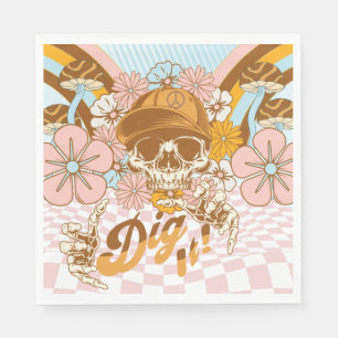 Retro-Skelett Botanische Blumen Party Serviette