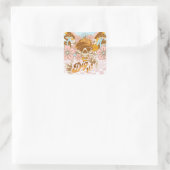 Retro-Skelett Botanische Blumen Quadratischer Aufkleber (Tasche)