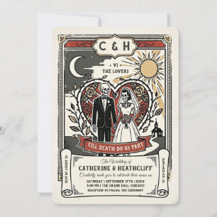 Retro-Skelett Braut und Bräutigam Tarot-Hochzeit Einladung
