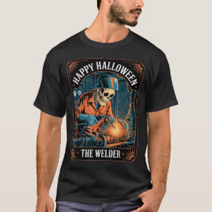 Retro-Skelett-Schweißer Frohes Halloween-Schweißen T-Shirt