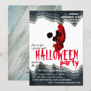 Retro Skelettknecht Halloween Rote Kunst Einladung