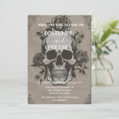 Retro Skeletton-Halloween-Party-Bash Einladung (Stehend Vorderseite)
