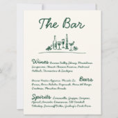 Retro Sketch handGezeichnet Bar Wedding Tabletop-Z Einladung (Vorderseite)
