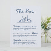 Retro Sketch handGezeichnet Bar Wedding Tabletop-Z Einladung (Stehend Vorderseite)