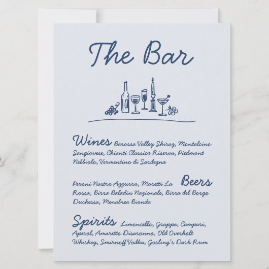 Retro Sketch handGezeichnet Bar Wedding Tabletop-Z Einladung (Vorderseite)