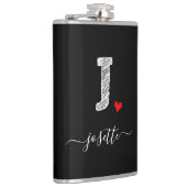 Retro Sketch Monogram J, Flask Flachmann (Rechts)