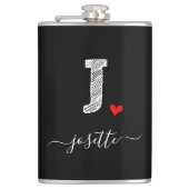 Retro Sketch Monogram J, Flask Flachmann (Vorderseite)